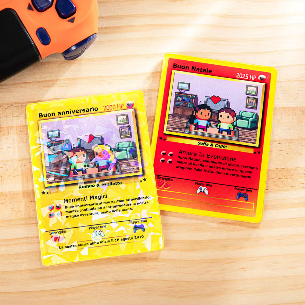 Un amore a 8 bit: la carta da gioco personalizzata in stile pixel