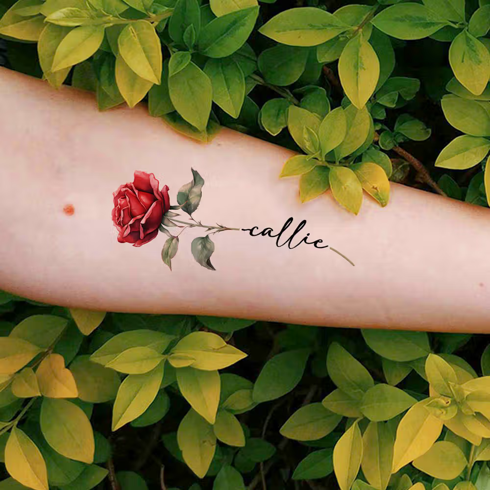 Adesivi per tatuaggi temporanei personalizzati con fiori di nascita e nome