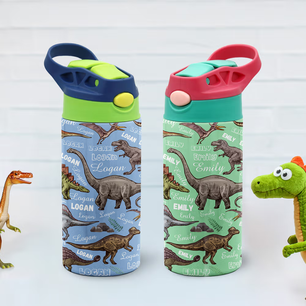 Borraccia termica personalizzata per bambini a tema dinosauri