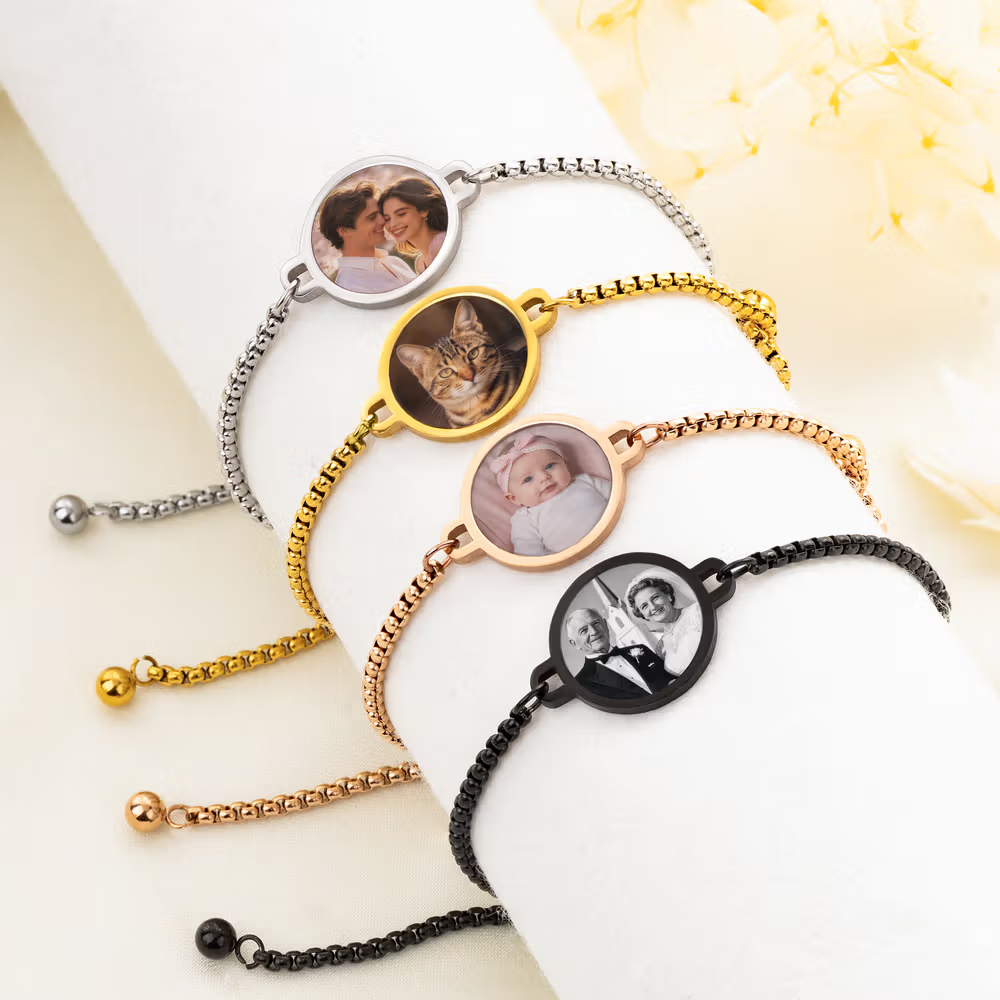 Bracciale regolabile personalizzato con foto nascosta attivata dal calore