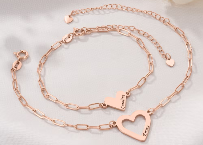 Braccialetti personalizzati con cuore e nome per mamma e figlia
