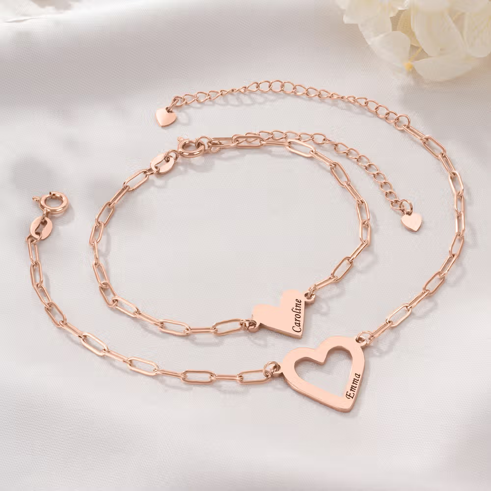 Braccialetti personalizzati con cuore e nome per mamma e figlia
