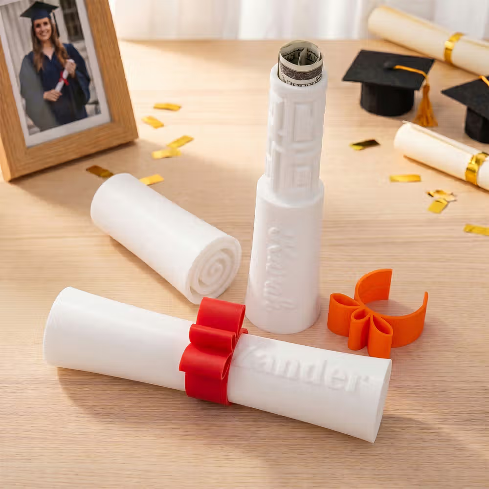 Busta portadenaro personalizzata con stampa 3D del labirinto del diploma