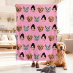 Coperta morbida personalizzata con facce divertenti per la famiglia