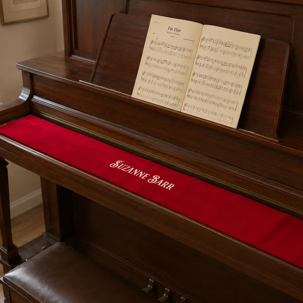 Copertura antipolvere personalizzata per pianoforte con ricamo