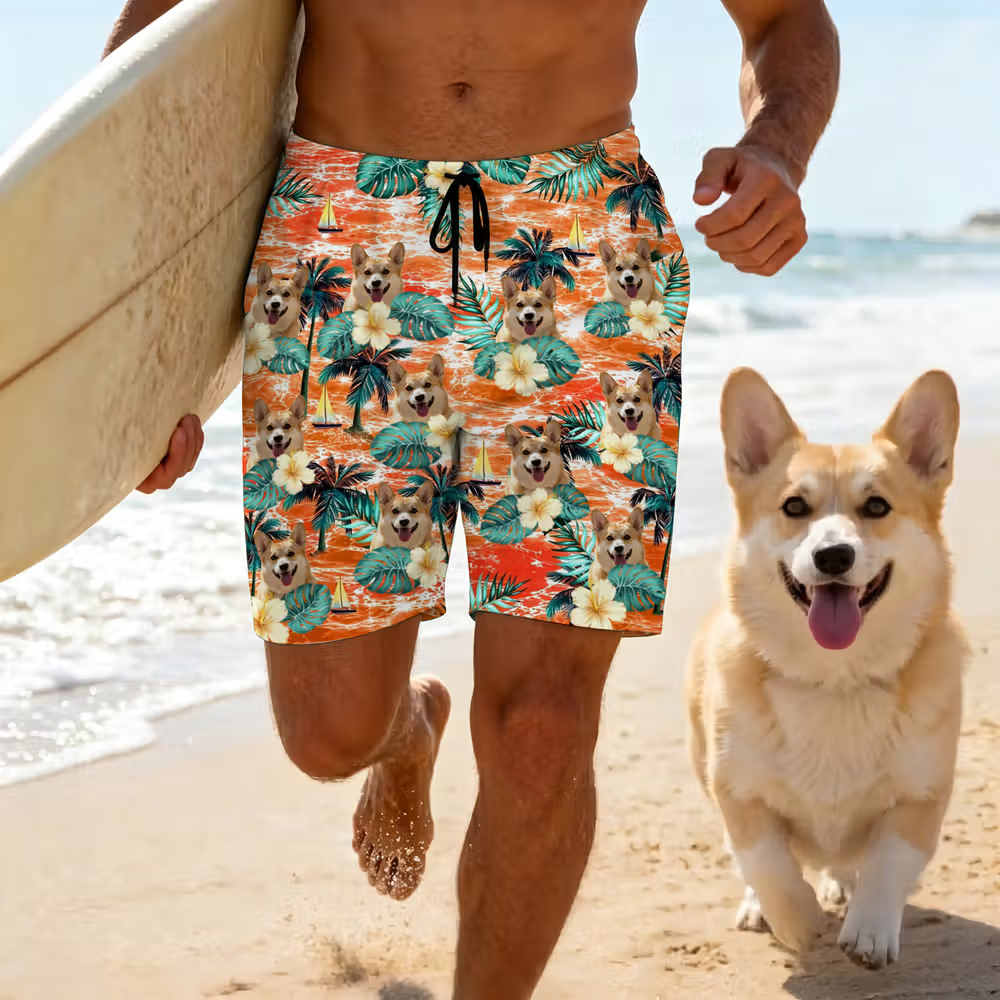 Costume da bagno personalizzato con foto tropicale per le vacanze estive