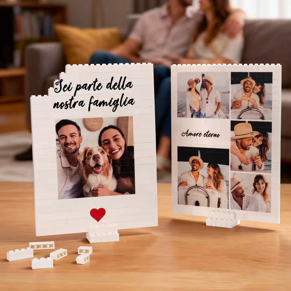 Puzzle di mattoncini personalizzato con foto e testo per stupire chi ami