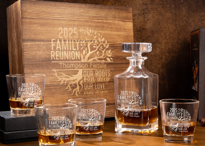 Set decanter da whisky personalizzato con albero della vita