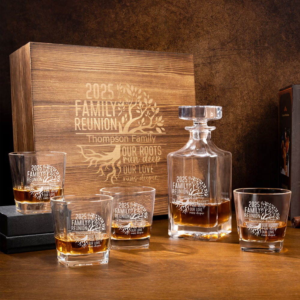 Set decanter da whisky personalizzato con albero della vita