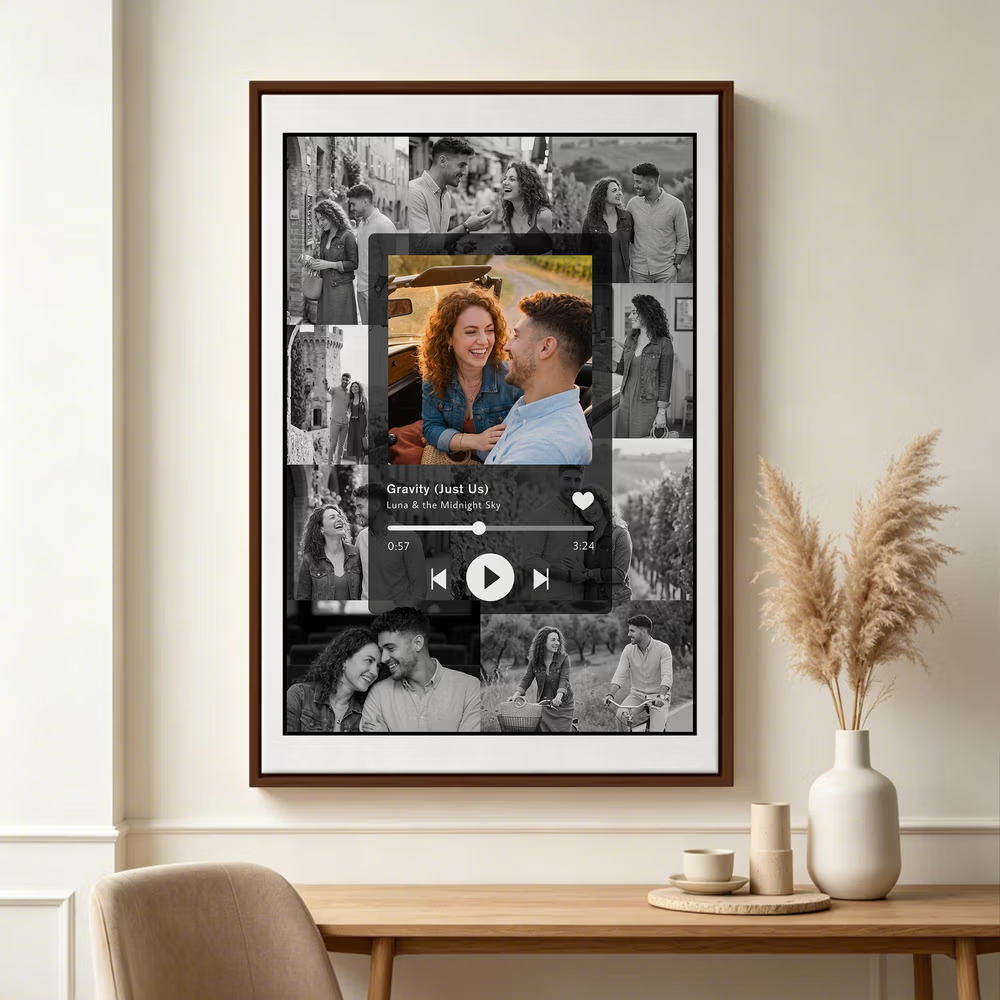 Stampa su tela personalizzata con lettore musicale e foto