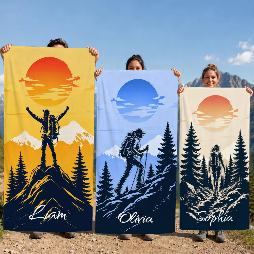 Telo outdoor personalizzato in microfibra per amanti del trekking