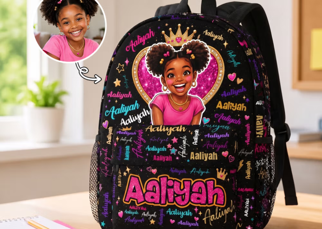 Zaino per bambini personalizzato con nome e foto a cartone animato