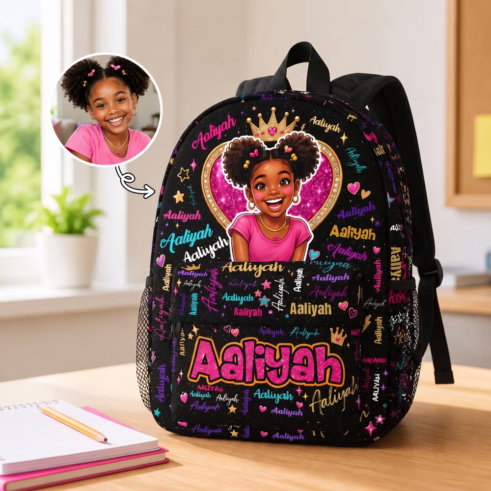 Zaino per bambini personalizzato con nome e foto a cartone animato