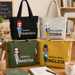 Borsa tote personalizzata in velluto a coste per maestre e insegnanti
