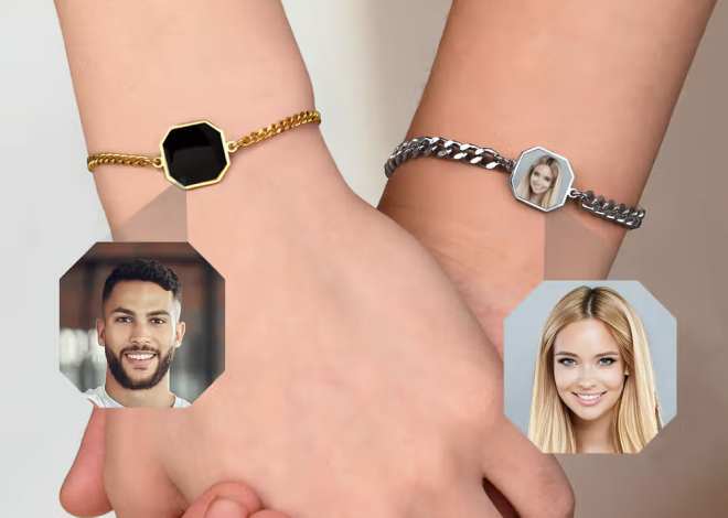 Bracciale personalizzato con foto nascosta e testo inciso