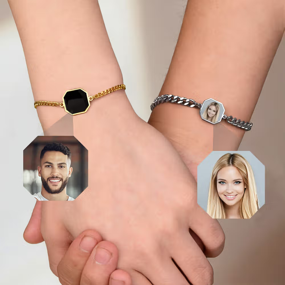 Bracciale personalizzato con foto nascosta e testo inciso