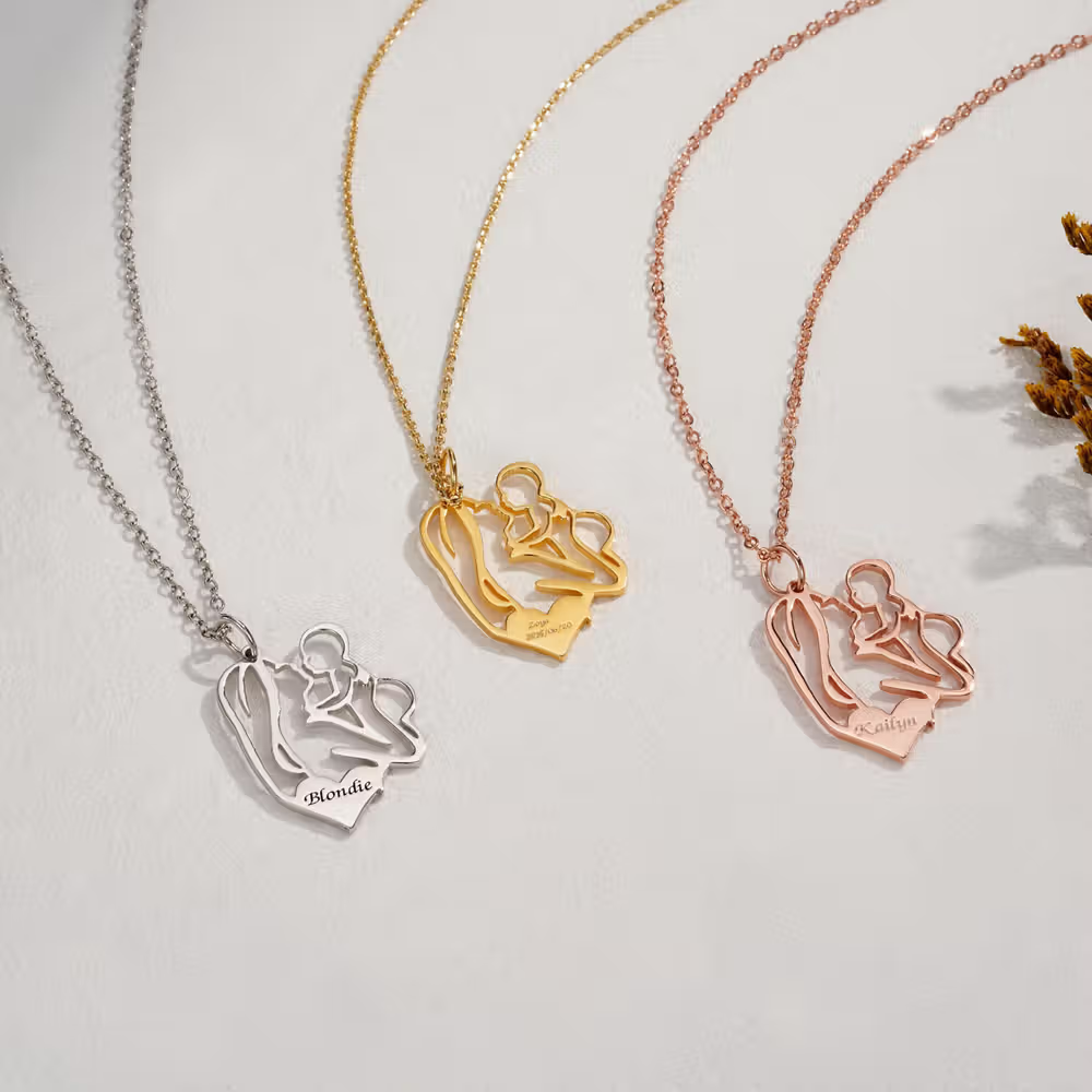 Collana personalizzata mamma e bambino abbracci di mamma