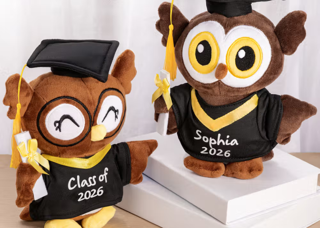 Giocattolo di peluche gufo personalizzato per la laurea