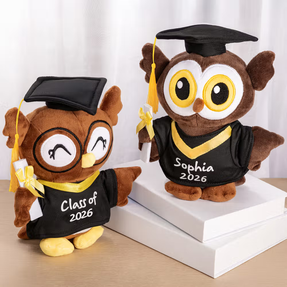 Giocattolo di peluche gufo personalizzato per la laurea