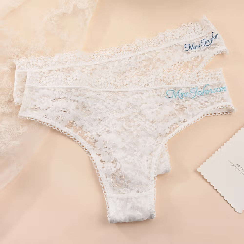 Intimo sexy personalizzato della sposa in pizzo bianco