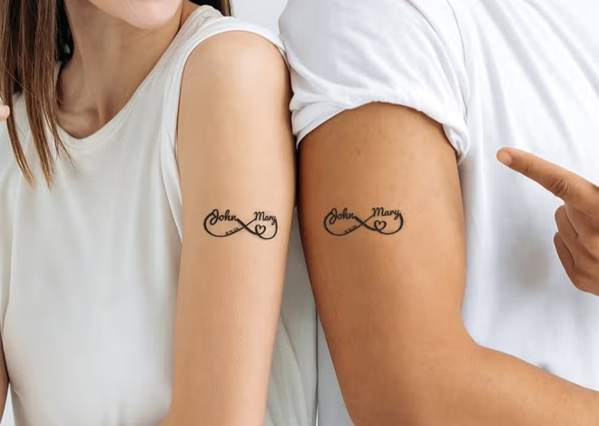 Set di 12 tatuaggi temporanei con simbolo dell’infinito e nomi