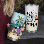 Tumbler personalizzato per la famiglia in campeggio sulla spiaggia
