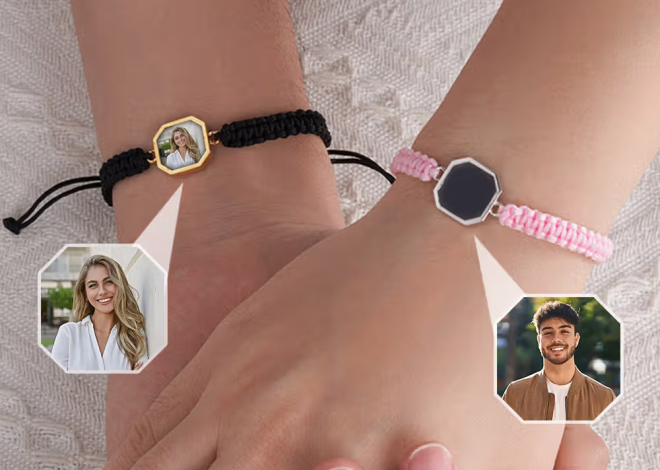 Un amore che solo il vostro calore può rivelare: bracciale intrecciato con foto nascosta