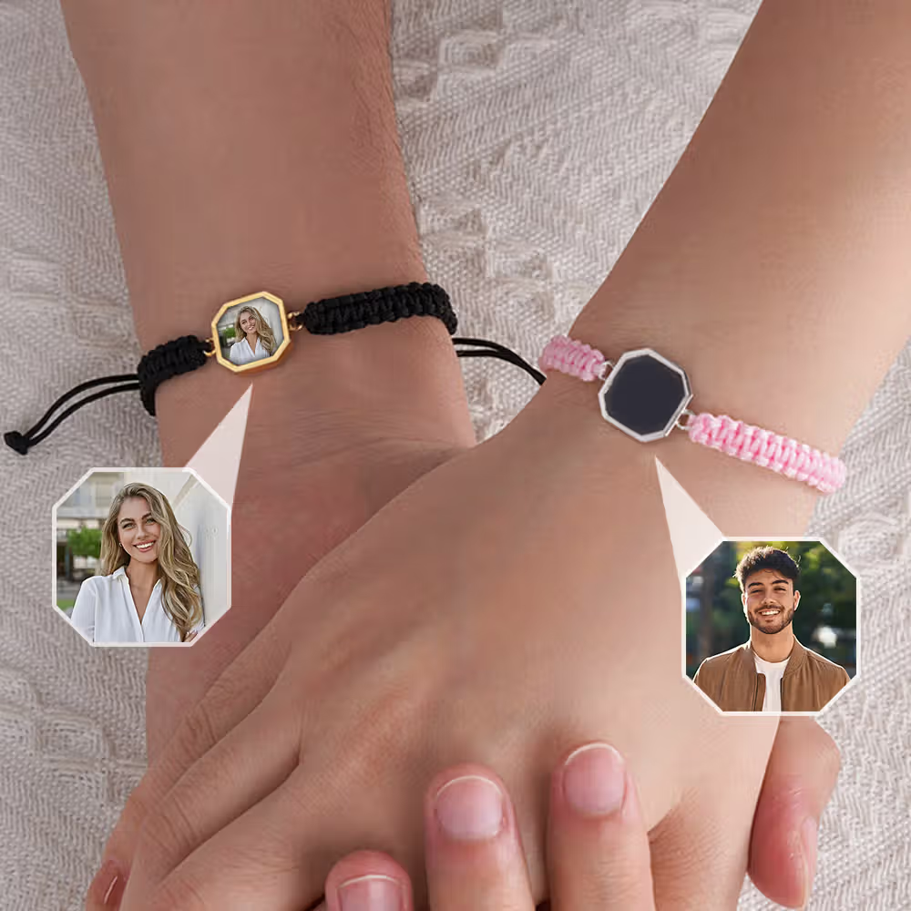 Un amore che solo il vostro calore può rivelare: bracciale intrecciato con foto nascosta